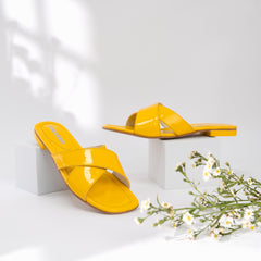 Yellow Patent Flip-Flops EL-139